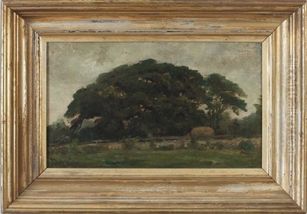 Landscape With Grove Of Trees And Hay Wagon by Darius Cobb