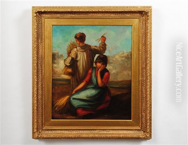 Peasants Zesting Oil Painting by Edward John Cobbett