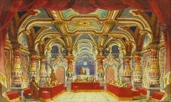 Theatre Design For A Mediaeval Interior by Ivan Petrovich Andreev