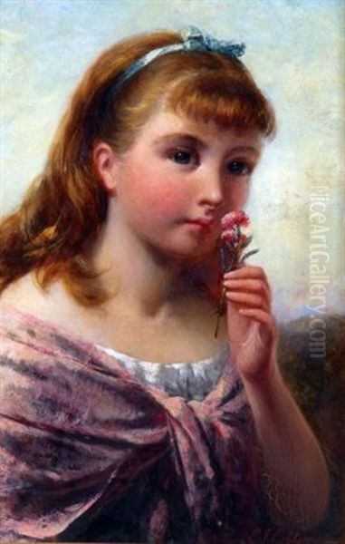 Portrait Of A Young Girl Oil Painting by Edward John Cobbett