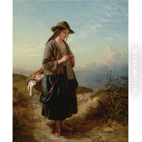 The Crofter's Daughter Oil Painting by Edward John Cobbett