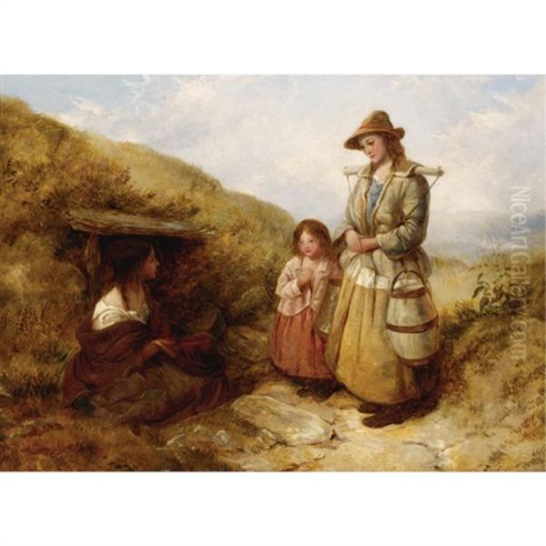 A Wayside Chat Oil Painting by Edward John Cobbett