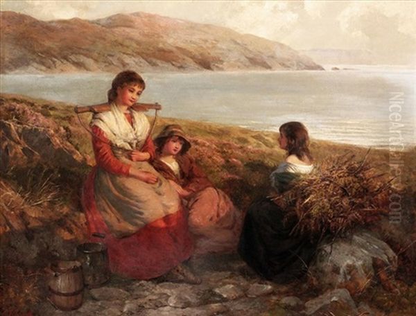 The Fern Gatherers Oil Painting by Edward John Cobbett