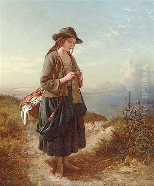 The Crofter's Daughter Oil Painting by Edward John Cobbett