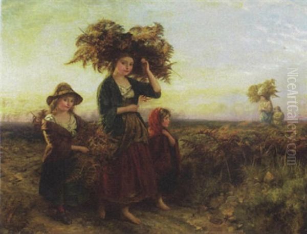 The Fern Gatherers Oil Painting by Edward John Cobbett