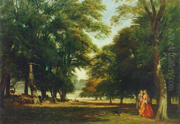 In Richmond Park Oil Painting by Edward John Cobbett