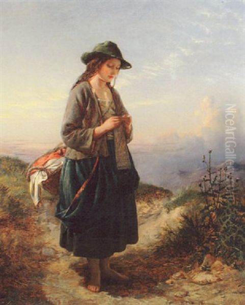 The Crofter's Daughter Oil Painting by Edward John Cobbett