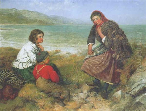 A Fisherwoman's Tale Oil Painting by Edward John Cobbett