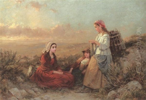 A Rest In The Heather Oil Painting by Edward John Cobbett