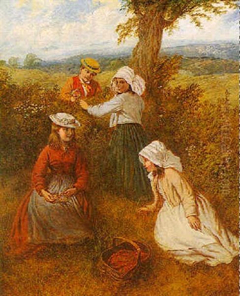 Gathering Wildflowers Oil Painting by Edward John Cobbett