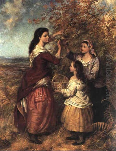 Berry Pickers Oil Painting by Edward John Cobbett