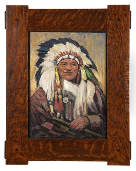 Chief Hoostogl - Nez Perce Tribe Oil Painting by Frank Coburn