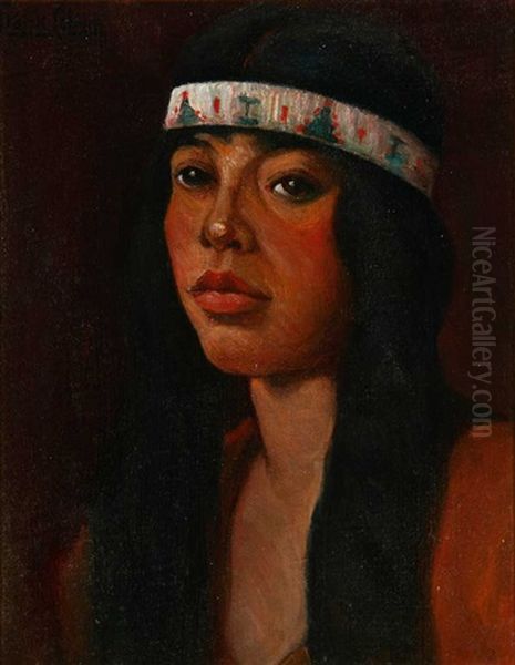 Portrait Of Waneta Eaglefeather Oil Painting by Frank Coburn