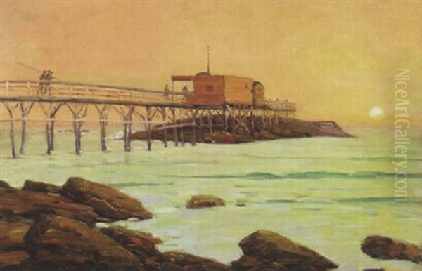 Laguna Beach Pier Oil Painting by Frank Coburn