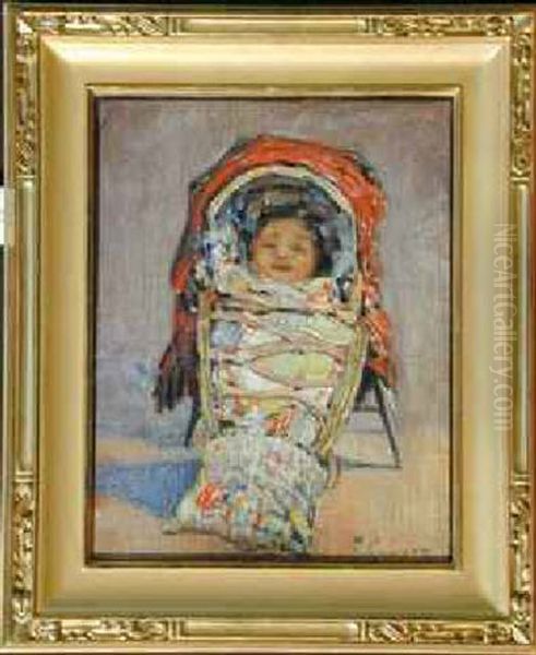 Baby In A Cradleboard Oil Painting by Frank Coburn