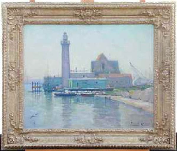 Hazy Afternoon, Wilmington (california Yacht Club) Oil Painting by Frank Coburn