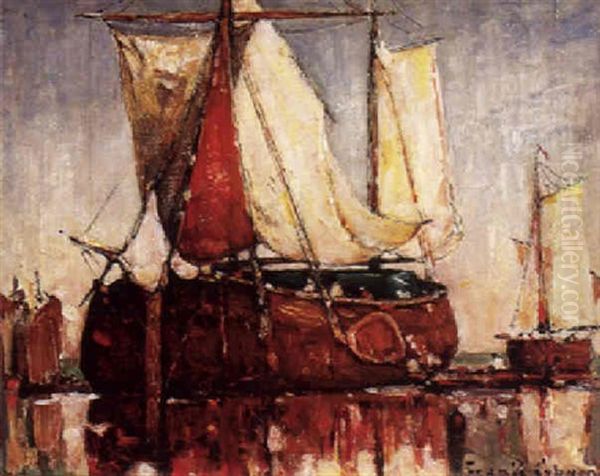 Fishing Boats Oil Painting by Frank Coburn