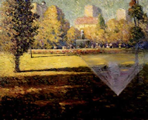 Los Angeles Park Scene Oil Painting by Frank Coburn