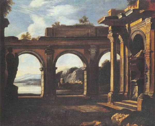 Ruines Antiques Pres D'un Rivage Oil Painting by Leonardo Coccorante