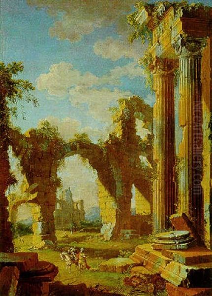 Capriccio Con Architetture Antiche E Figure Oil Painting by Leonardo Coccorante