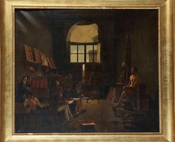 L'atelier De David Oil Painting by Leon Mathieu Cochereau