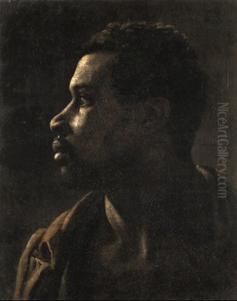 Portrait D'un Homme Noir, De Profil Vers La Gauche Oil Painting by Leon Mathieu Cochereau