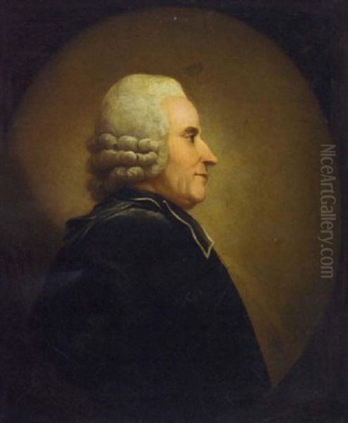 Portrait Of Abbe Raynall In A Powdered Wig And Black Robes Oil Painting by Charles Nicolas Cochin the Younger