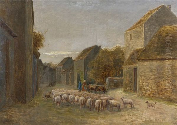 Sheeps Oil Painting by Cesar De Cock