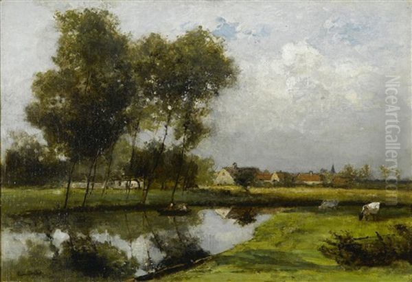 Bord De L'eau (etude) Oil Painting by Cesar De Cock