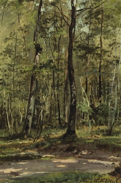 Forest View (ca. 1870) Oil Painting by Cesar De Cock