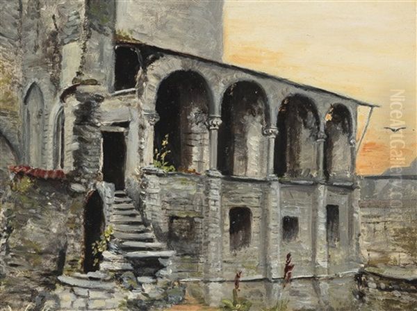 Castle Ruins Oil Painting by Cesar De Cock