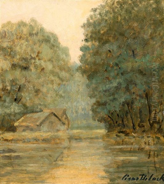 Fog By The River Oil Painting by Cesar De Cock