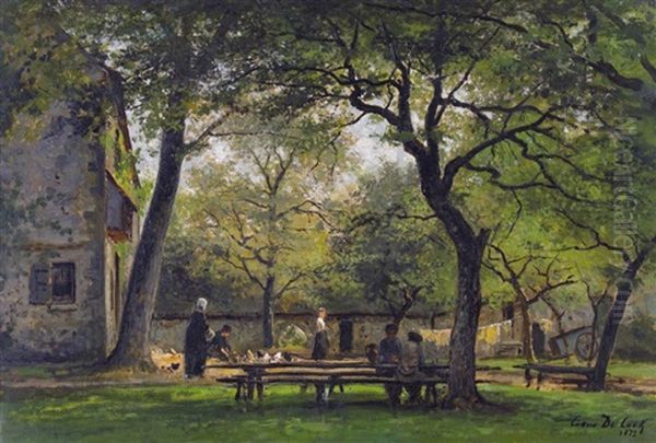 Sommerliche Gartenszene Oil Painting by Cesar De Cock