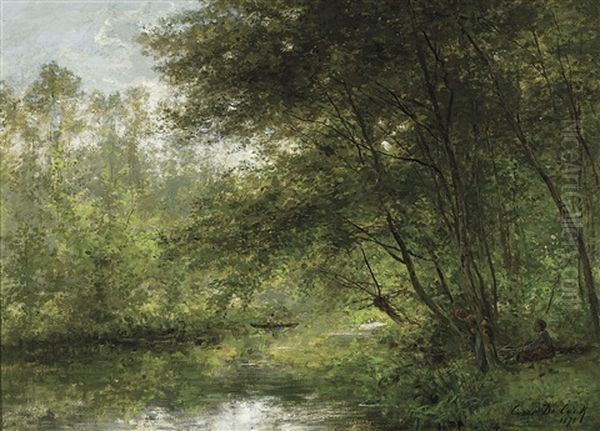 Aux Bords De L'epte Oil Painting by Cesar De Cock