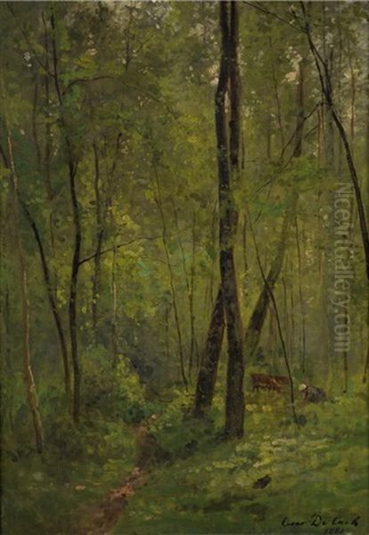 Sous-bois Oil Painting by Cesar De Cock