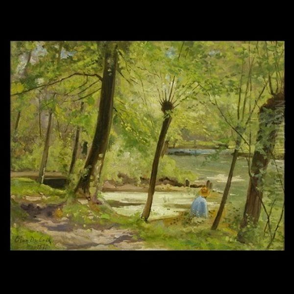 Bords D'une Riviere (edge Of The River) Oil Painting by Cesar De Cock