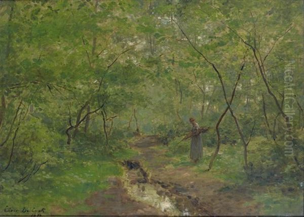 Fagotiere En Sous Bois Oil Painting by Cesar De Cock