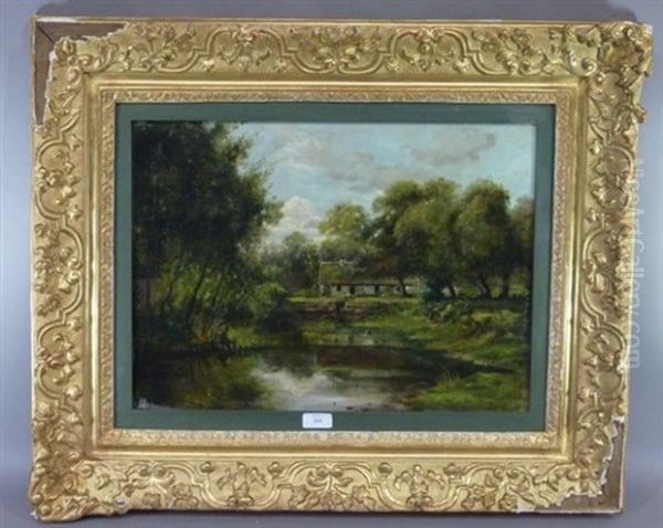 Chaumiere Au Bord De L'etang Oil Painting by Cesar De Cock