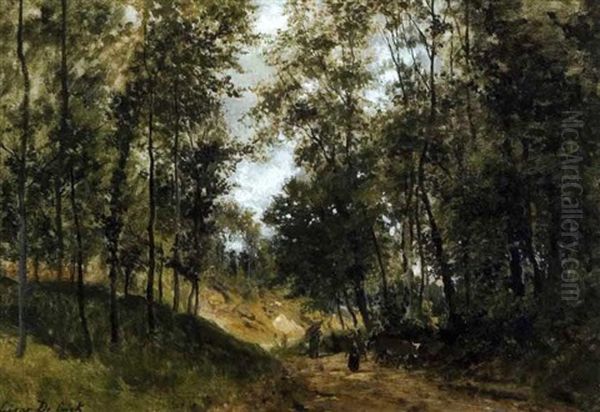 Le Chemin Des Cressonnieres A Veulest Oil Painting by Cesar De Cock