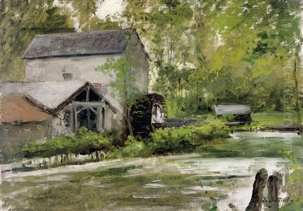 De Watermolen - Le Moulin A Eau Oil Painting by Cesar De Cock