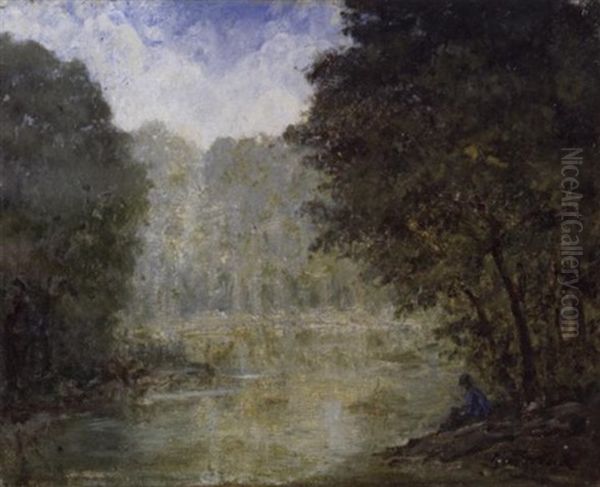 Visser Bij De Epte Te Gasny Oil Painting by Cesar De Cock