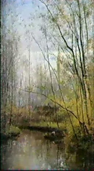 La Riviere En Sous-bois Oil Painting by Cesar De Cock