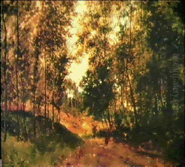 Chemin En Foret Avec Personnages Oil Painting by Cesar De Cock