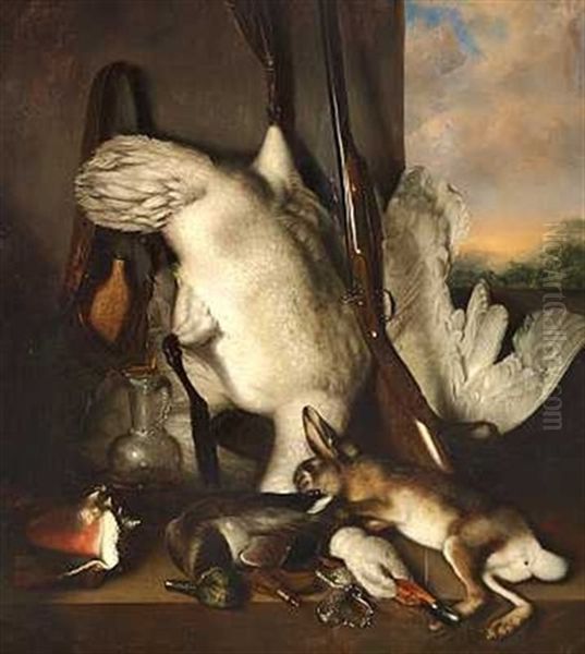 Nature Morte Med Hare Og Fuglevildt Oil Painting by Cornelis de Cock