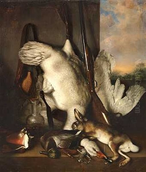 Nature Morte Med Hare Og Fuglevildt Oil Painting by Cornelis de Cock