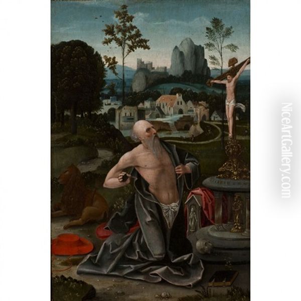 Saint Jerome En Oraison Oil Painting by Jan Wellens de Cock