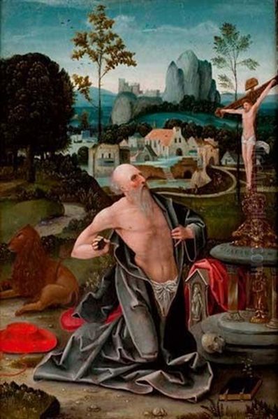 Saint Jerome En Oraison Oil Painting by Jan Wellens de Cock