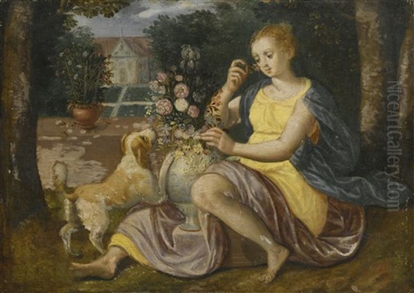 An Allegory Of Smell; An Allegory Of Touch Oil Painting by Maerten De Cock