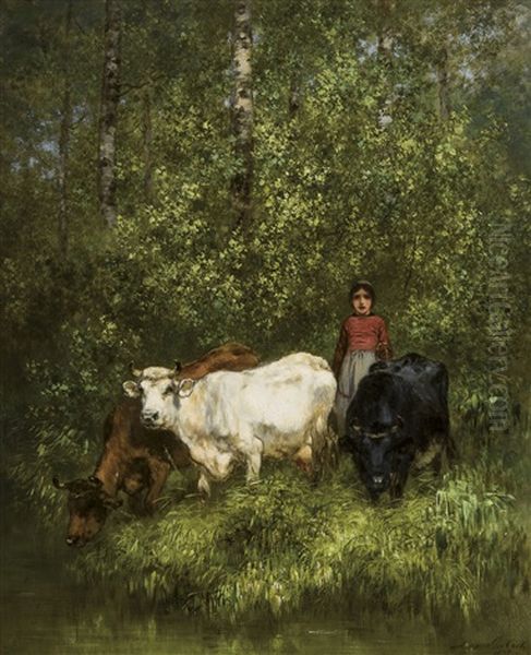 Jeune Vachere Oil Painting by Xavier De Cock