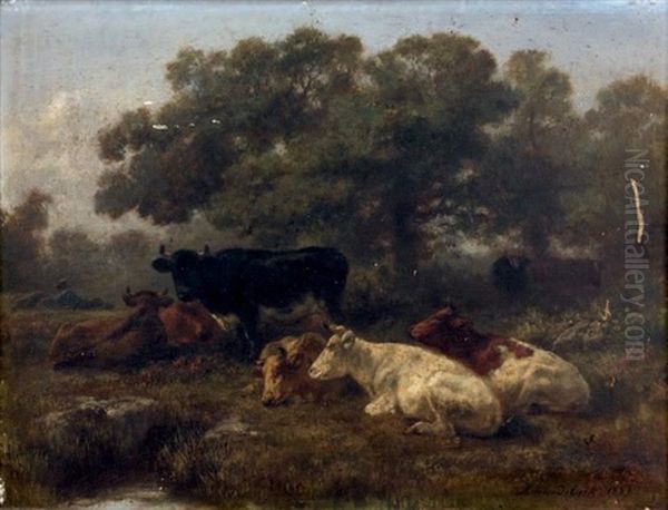 Les Vaches Dans Le Pre Oil Painting by Xavier De Cock